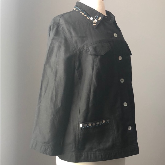 Ruby Rd. Woman Embellished Linen Blend Jacket - Picture 2 of 6